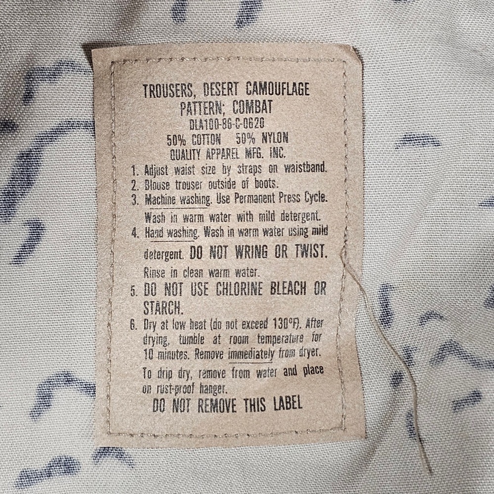 Vtg US Military Chocolate Chip Desert Camo Combat Cargo Pants Trousers XL 90's - Picture 7 of 9